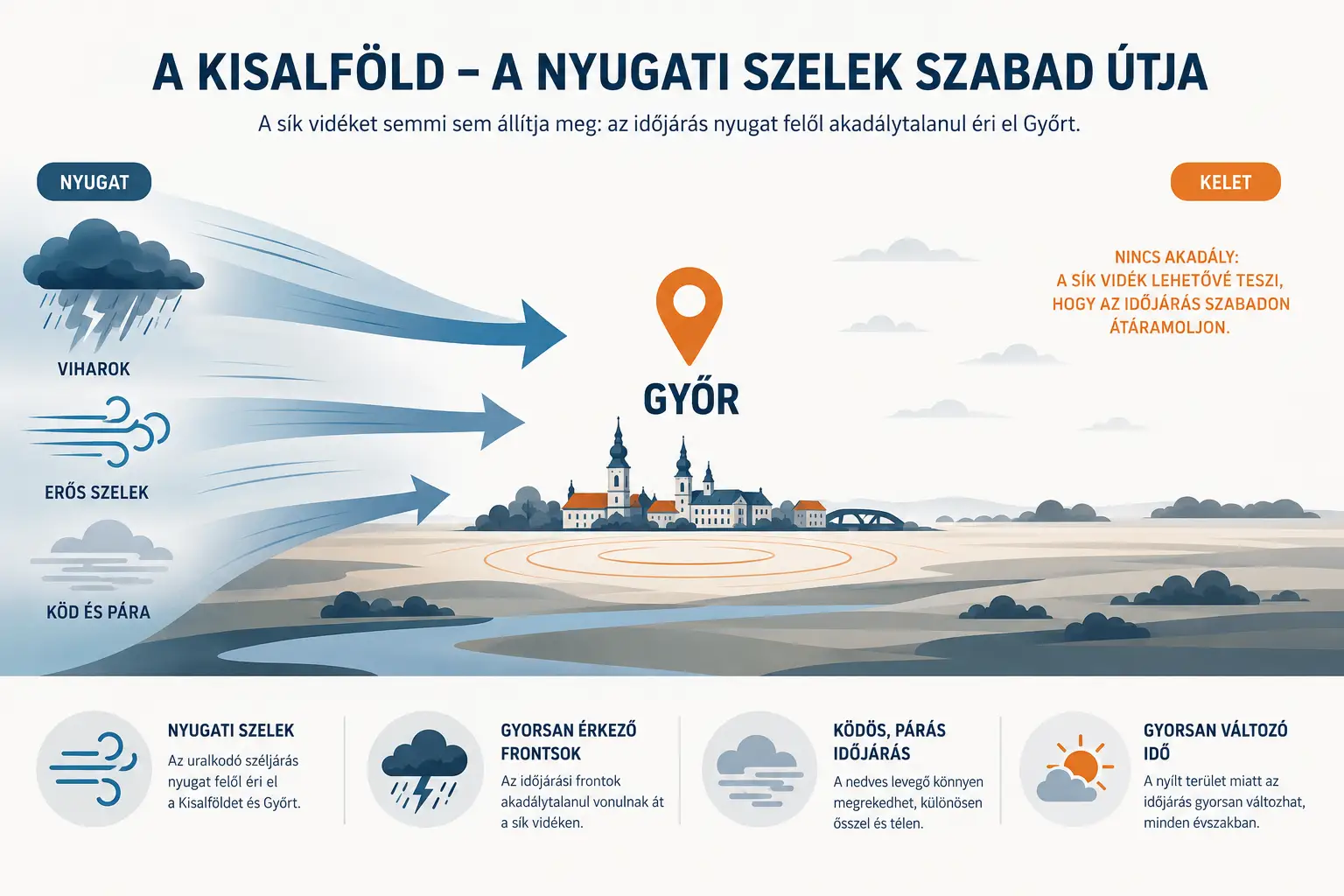 Hogy befolyásolja a Kis-Alföld Győr időjárását? Győr időjárása
