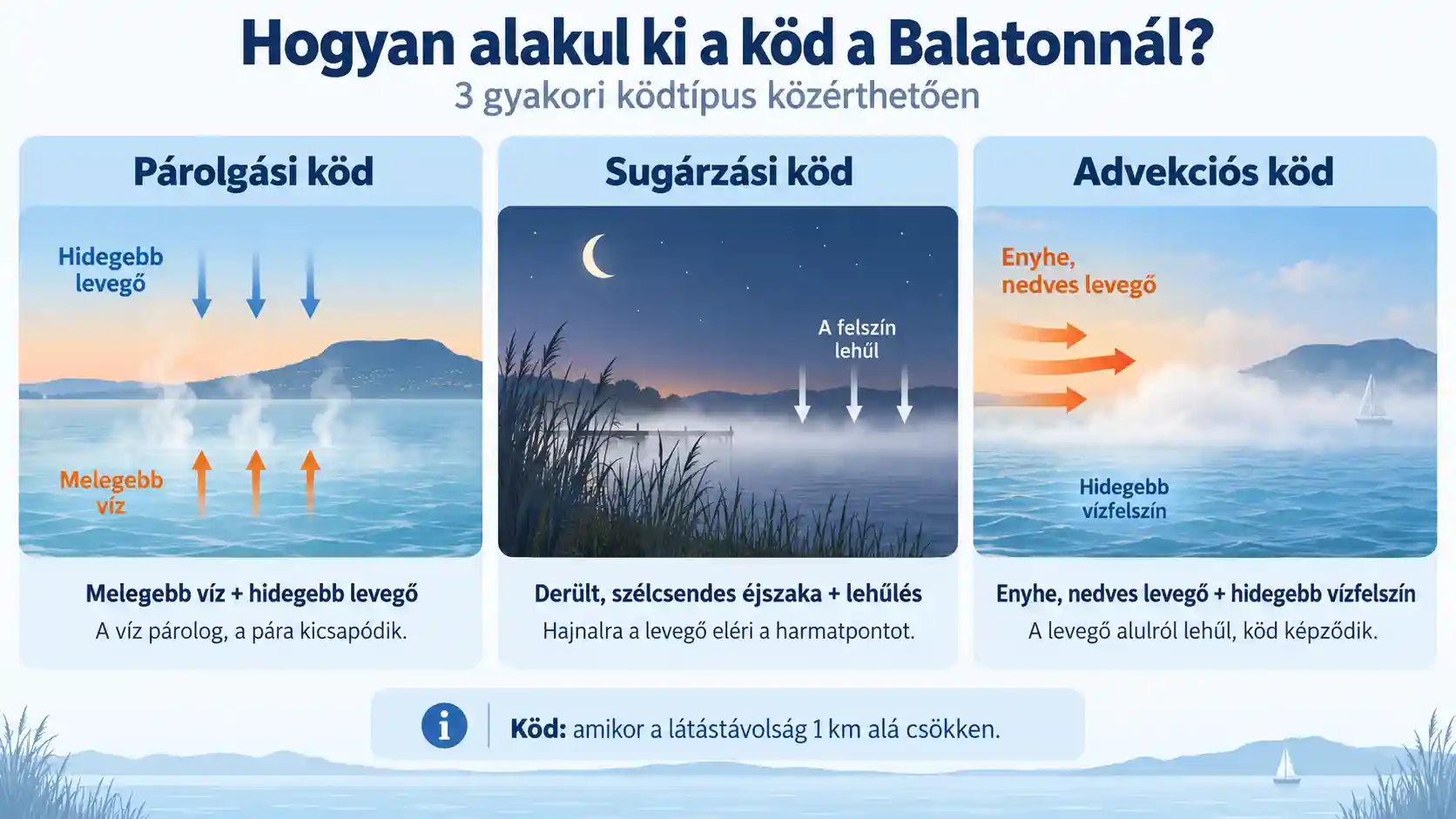Infografika a Balatonn&aacute;l kialakul&oacute; p&aacute;rolg&aacute;si, sug&aacute;rz&aacute;si &eacute;s advekci&oacute;s k&ouml;dről
